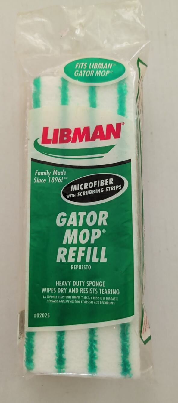 Libman Gator Mop Microfiber Refill Heavy Duty Scrubbing Sponge # 02025 NEW NOS